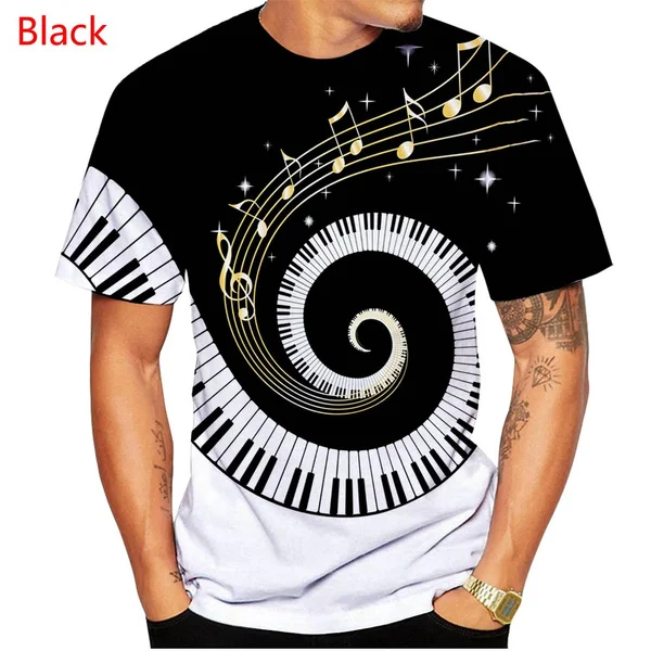 

New Fashion Piano Musical Note Printed t shirt Men Women 3D Sweatshirts Funny t shirt Pullover Sportwear Hip Hop tee
