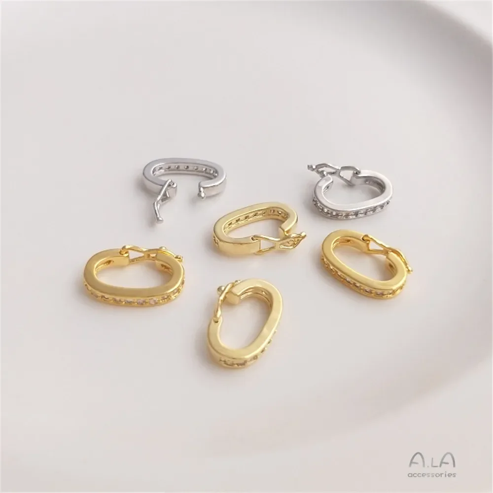 14K18K белый и золотой циркон с бриллиантом кольцевая застежка ожерелье