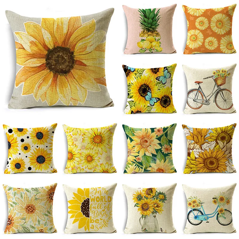 

Nordic Ins Style Sunflower Living Room Sofa Pillow Cover Car Lunch Break Cushion Cover 40*40cm/45*45cm/50*50cm