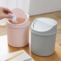 mini waste bin trash can plastic desktop garbage basket with cover table scissors pencil household office storage accessories