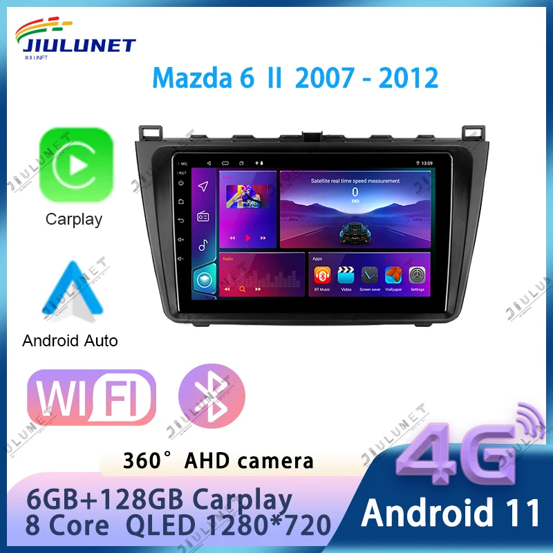 JIULUNET Android 11 Radio Đa Phương Tiện Cho Xe Mazda 6 GH 2007-2012 Autoradio GPS Camera WIFI IPS màn Hình 2 Din