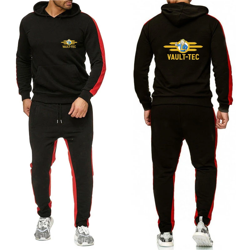 

Vault Tec Logo Video Game Fallout 2 3 4 Printed Men Sets Winter Hoodies Pants 2 Piece Running Sweatshirt Sport Sweatpants Suit