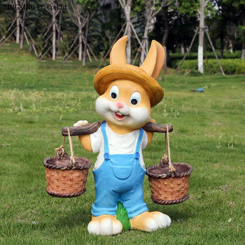 

Creative Resin Cartoon Rabbit Decoration Cute Animal Craft Sculpture Outdoor Villa Flower Pot Gardening Decoration Accessories