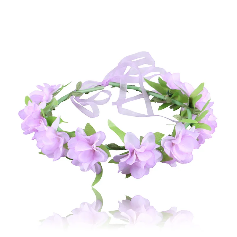 

Leaf Flower Crown Garland Seaside Holiday Fabric Headdress Hair Band Children Wreath with artificial ribbon Holiday Decoration