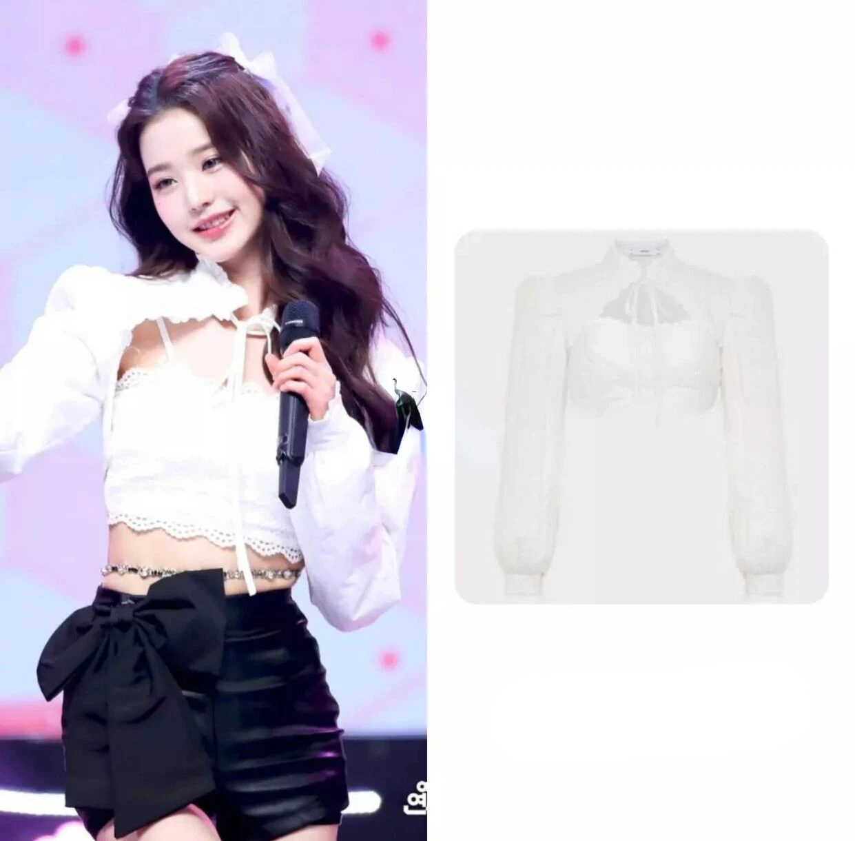 Kpop IVE Jang Won Young Nightclub Sexy Hollow Cropped Blouses Cardigan Lace-up Super Short Shirts Women White Slim Camisole Vest