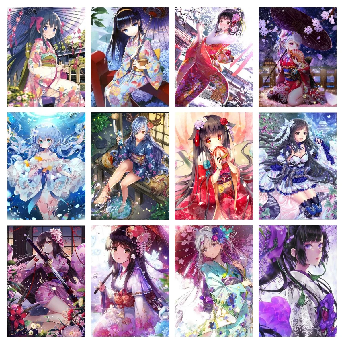 Аниме-девушка портрет DIY 5D Алмазная картина Картонный персонаж Вышивка Мозаика Крестиком Набор для декора дома Настенное искусство.