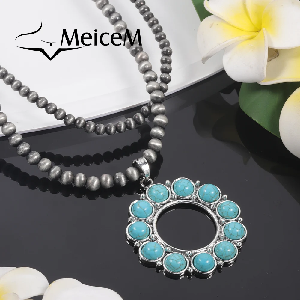 

MeiceM Bohemian Chain Designer Aesthetic Accessories Beaded Chains Turquoise Neck Fashion Jewelry Luxury Men Necklaces for Women