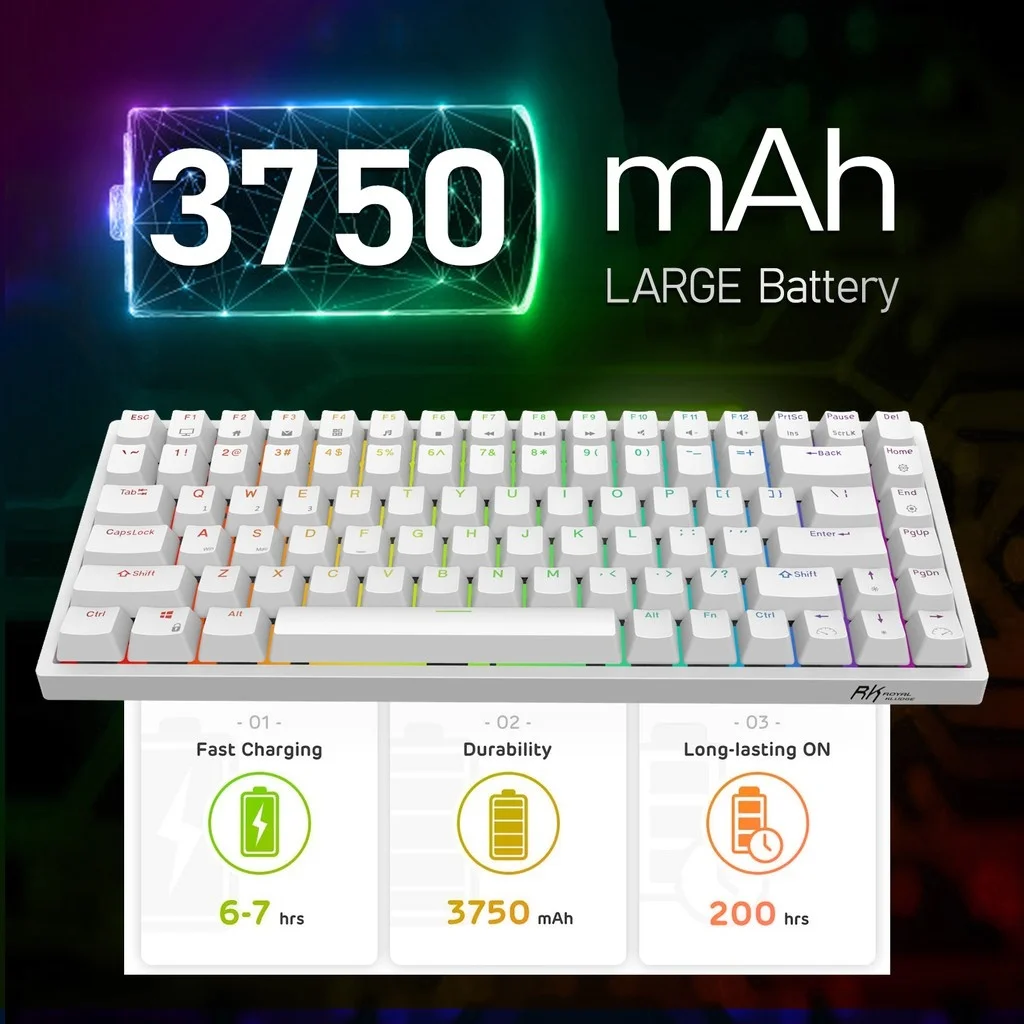 rk royal kludge rk84 80 rgb triple mode bt5 02 4gwired hot swappable mechanical keyboard 84 keys wireless bluetooth gaming k free global shipping