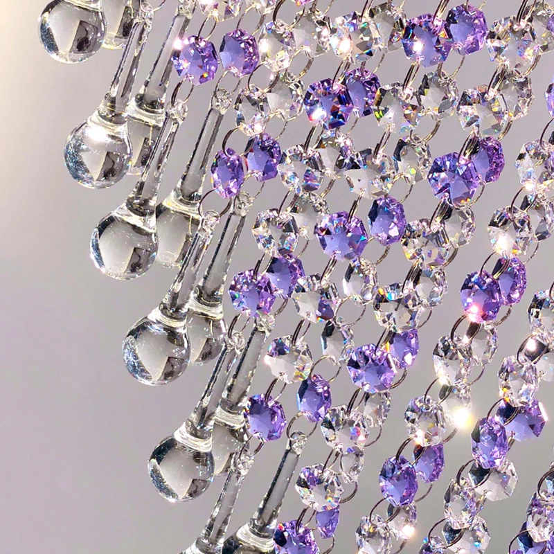 

Chandelier Led Art Pendant Lamp Light Room Decor Christmas Decoration Modern Purple Hanging Glossy Luxury Fixtures Ceiling