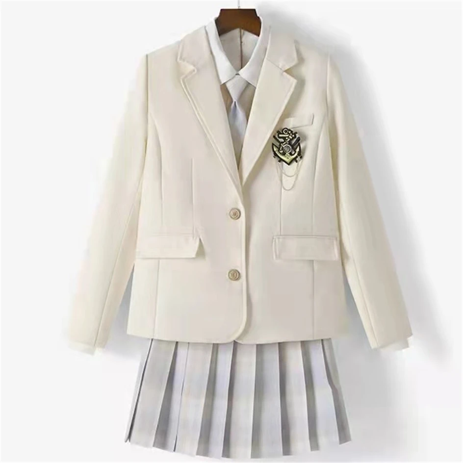 

Women Men Spring Autumn Solid Color Beige Navy Suits Blazer Long Sleeve Jackets Coats Outwear School Uniform Students Clothes