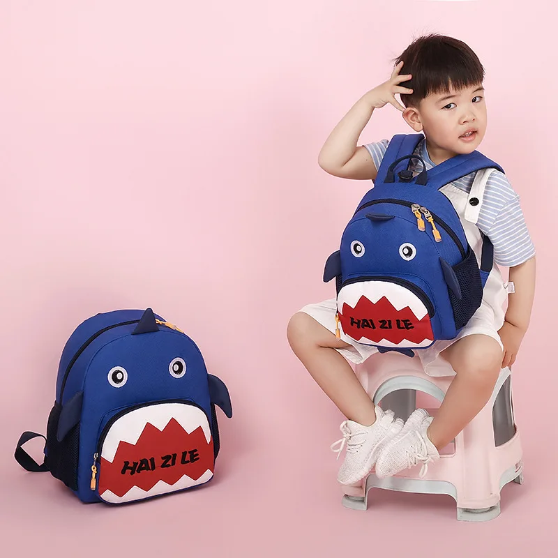 New Children Cartoon Shark Backpacks In Kindergarten Boys Girls Baby School Bags Cute Kids Backpack First Grade Anti Loss Bag