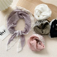 spring and summer lace cotton linen triangle scarf hairscarf headscarf long bandanas shawl turban decorative scarf