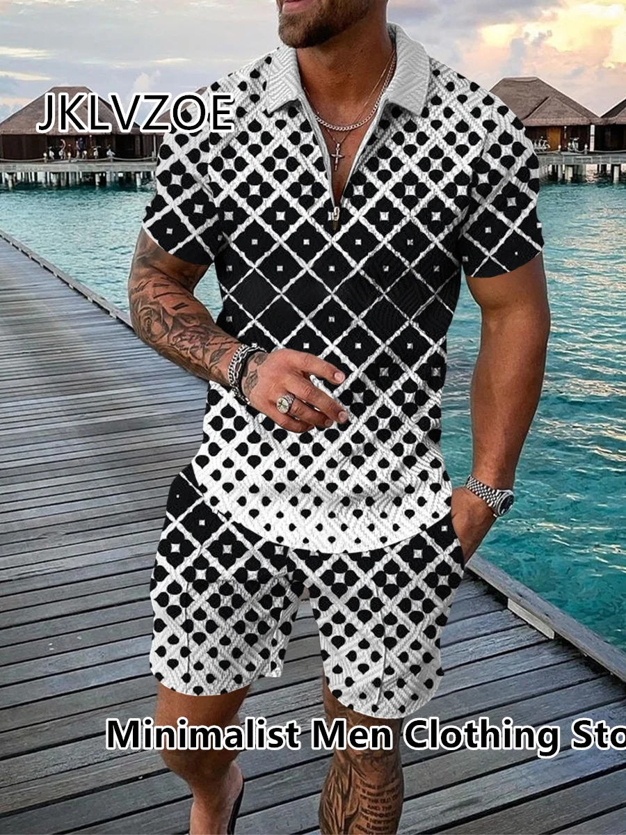 Summer Men's Tracksuit Luxury Polo Shirt＋Shorts Set Casual Turn Down Collar Social Fashion Male Clothing Suits Streetwear