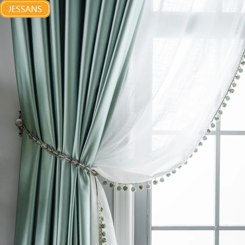 Светильник кие Роскошные весенние зеленые шелковые хлопковые шторы для гостиной