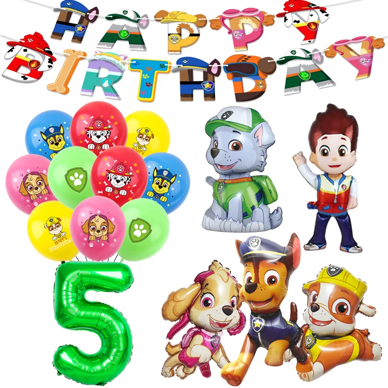 

PAW PATROL Товары Для Дня Рождения Райдер Чейз Скай Рокки Реббл Фольгированные Шары Детские Украшения Подарочный Набор Для Ве...