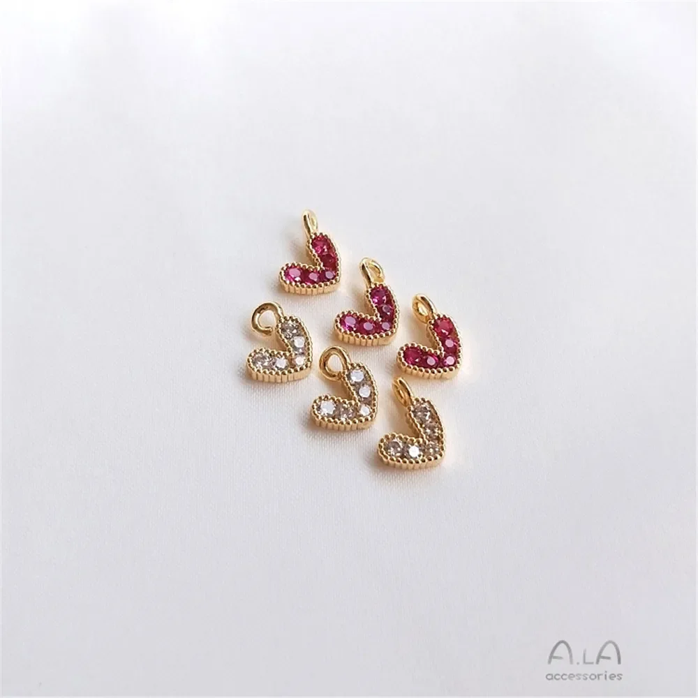 14 К позолоченный инкрустированный цирконом цвет циркония кулон в форме сердца