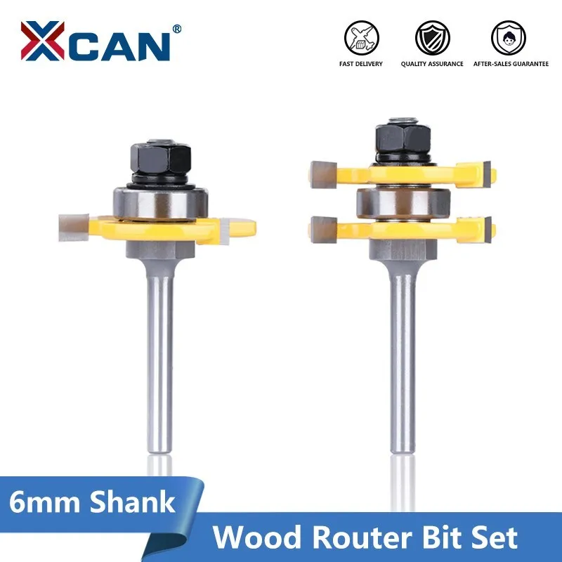 

XCAN Tongue & Groove Joint Router Bit Set 6mm Shank 3 Teeth T Slot Tenon Cutter Diameter 47.6mm Milling Cutter for Woodworking