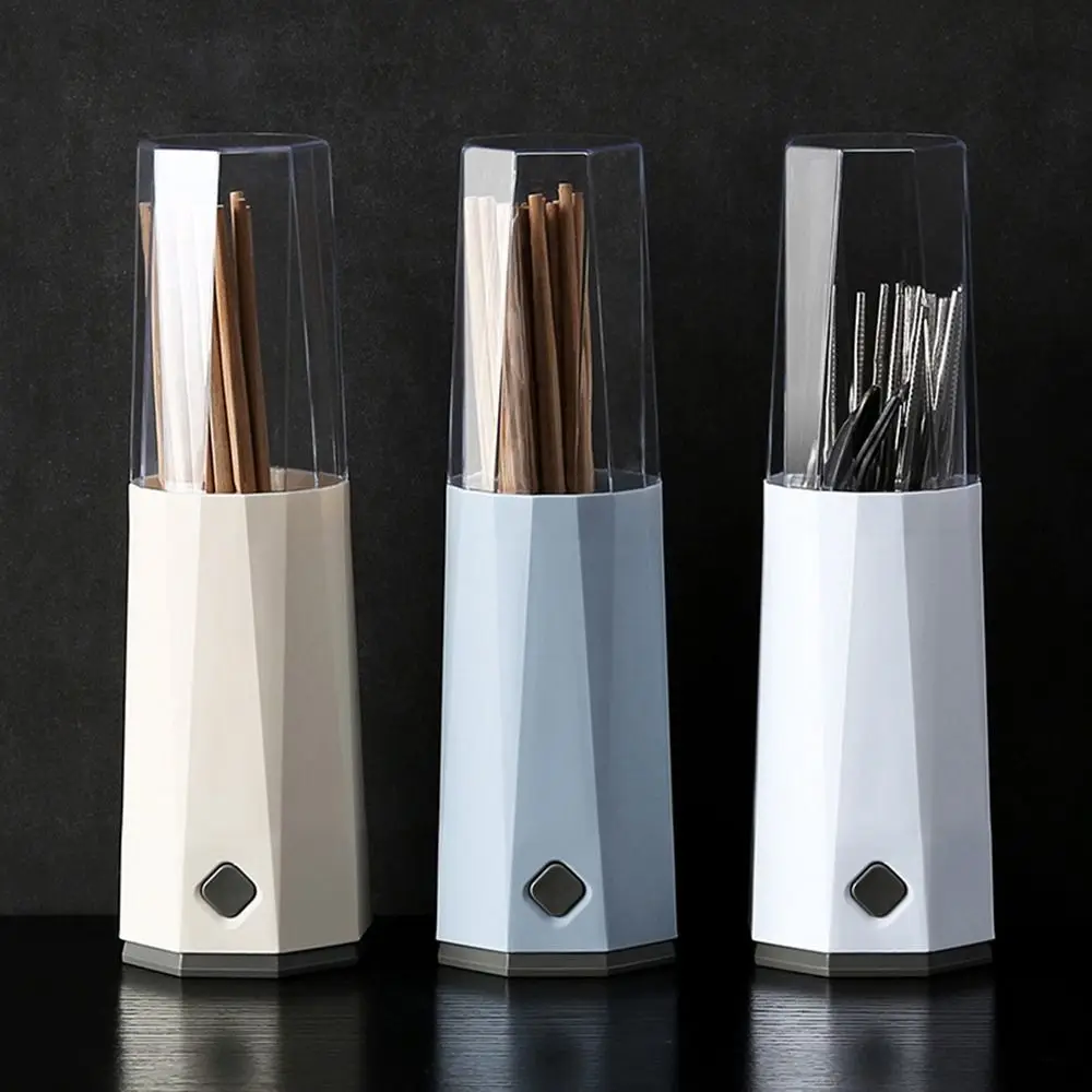 

Chopsticks Holder Cutlery Storage Box with Lid Tableware Box Dust Drain Rack Chopstick Cage Kitchen Hone Drying Tools