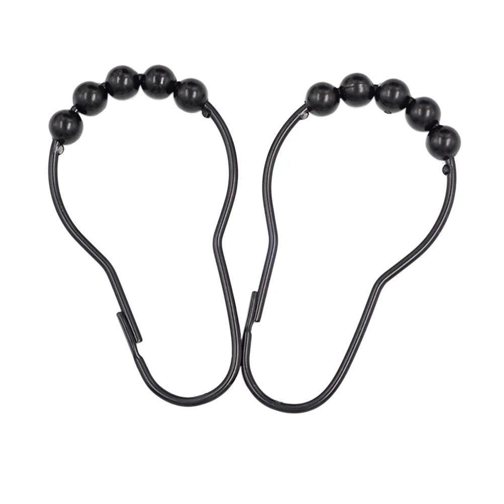 

Curtain Shower Hooks Rings Metal Hook Black Hanger Ringforclips Hanging Resistant Rust Holders Decorative