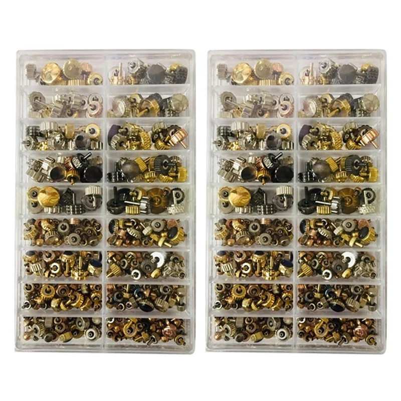 

Watch Crown Watch Head Watch Parts for Wrist Watch Parts E Flat Head Watch Repair Tool Kit for Watchmaker,2 Boxes