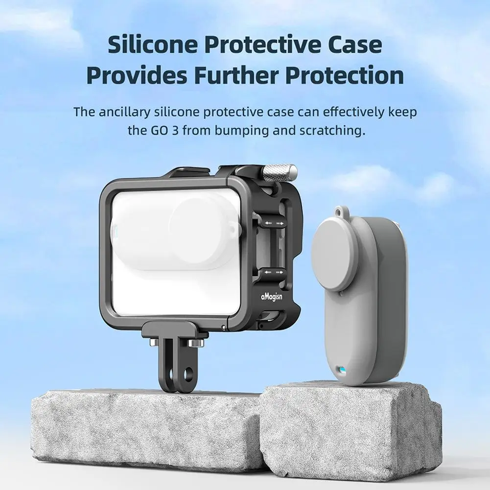 

1pcs For Insta360 Go3 Metal Rabbit Cage Extended Protection Metal Frame Case Housing Double Cold Shoe Camera Cage Protectiv A0D6