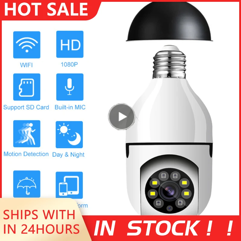 

Bulb Wifi Camera With PTZ HD Infrared Night Two Way Talk Baby Monitor Auto Trackings Home Security 1080P E27 Surveillance Camera