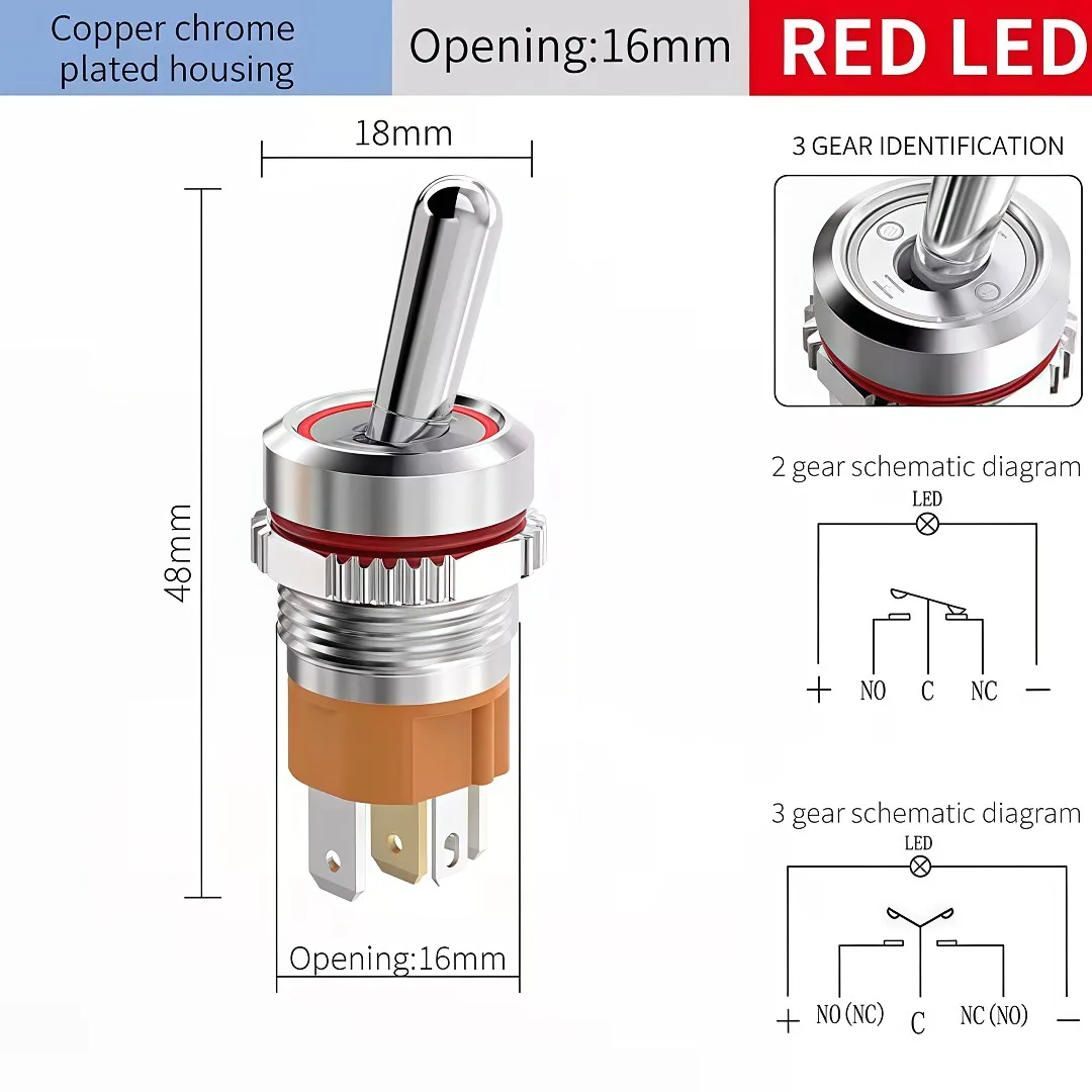 

LANBOO 3-позиционный светодиодный металлический тумблер