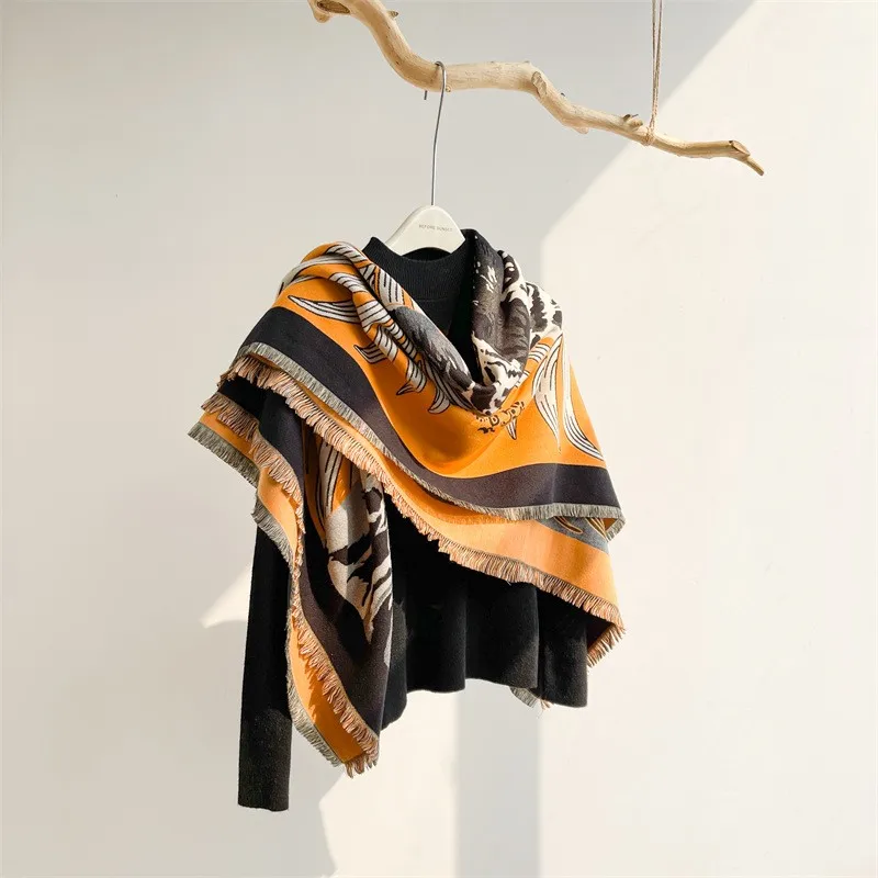 Роскошный женский кашемировый тигровый принт украшение на стену толстый зимний