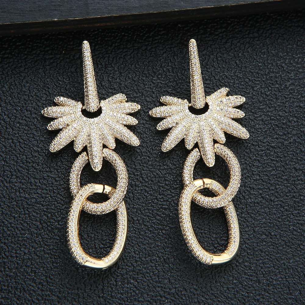 Роскошные геометрические серьги-подвески с зеркальным кубическим цирконием Naija свадебные женские круглые серьги Модные ювелирные изделия E917