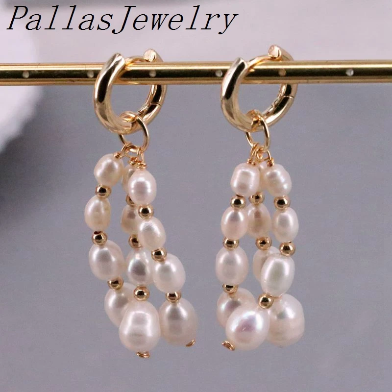 Серьги-кольца женские с пресноводным жемчугом 3 пары |