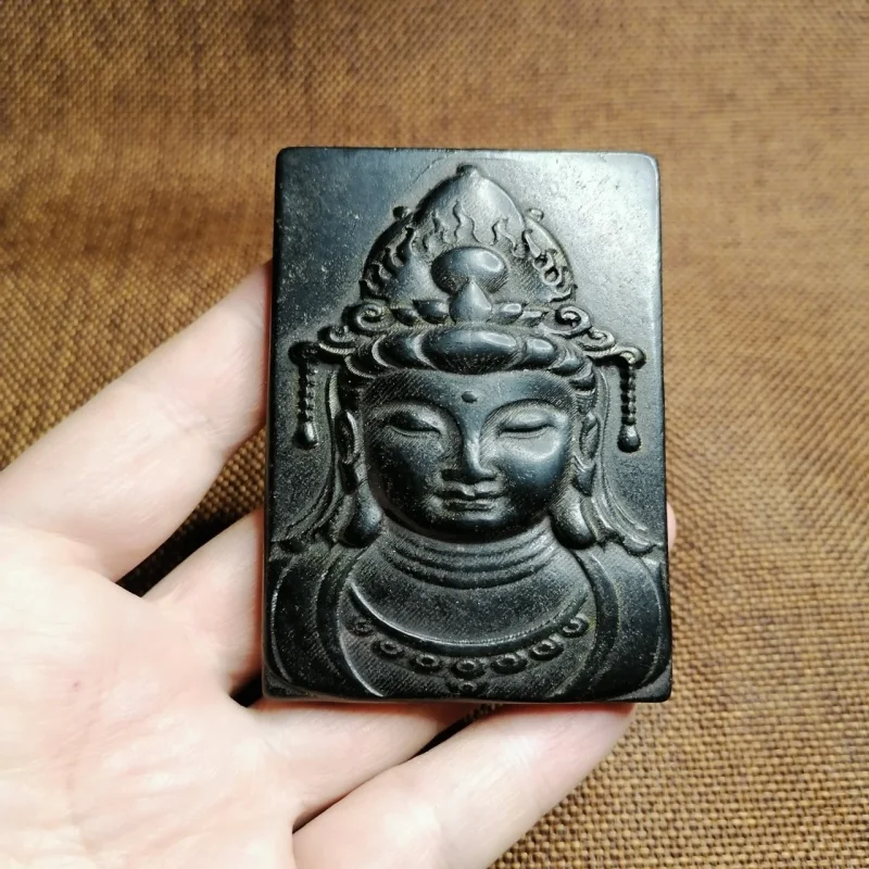 

Gaogu Jade Hongshan Culture Ancient Jade Old Jade Meteorite Guanyin Sky Iron Black Leather Jade Ornaments Pendant Brand Wholesal
