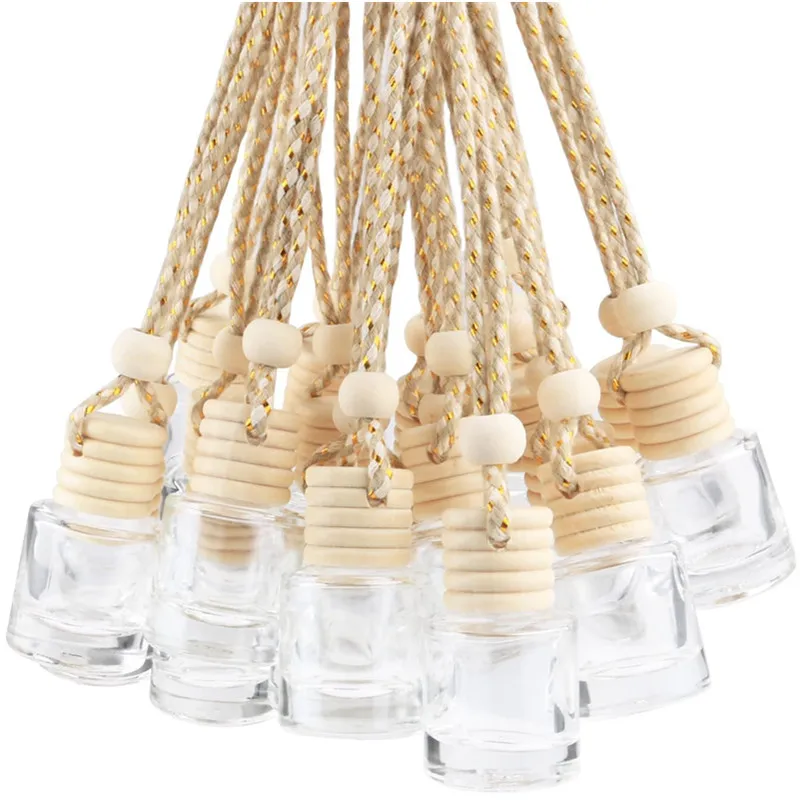 

10Pcs 8ml Hanging Car Air Freshener Diffuser Empty Pendant Perfume Aromatherapy Bottle Clear Glass Refillable Ornament Vials