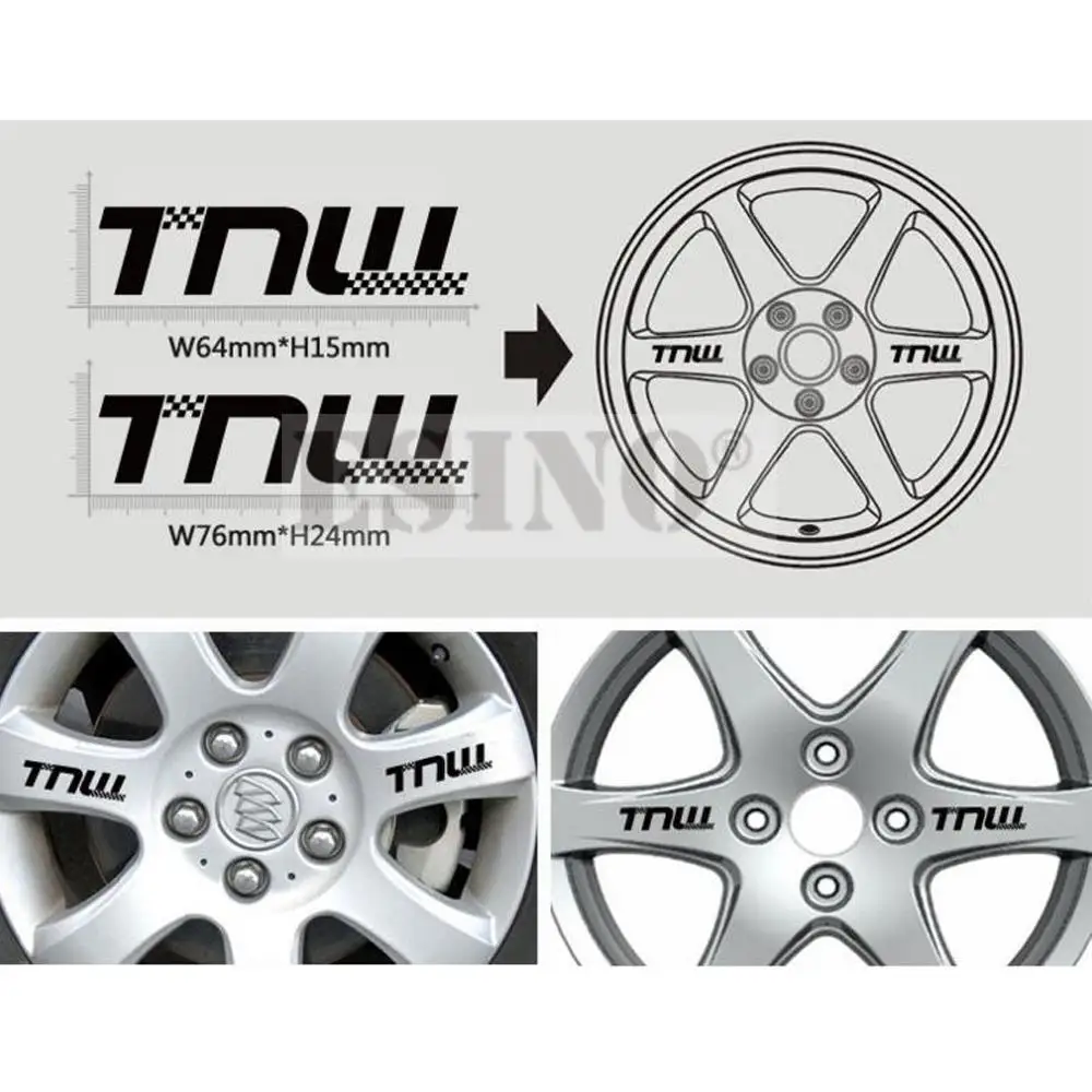 

4 x New Car Styling Car Wheel Rim Decorative Vinyl Sticker Series Car Accessories Decals for TNW Wheels Rays Volk Wheel