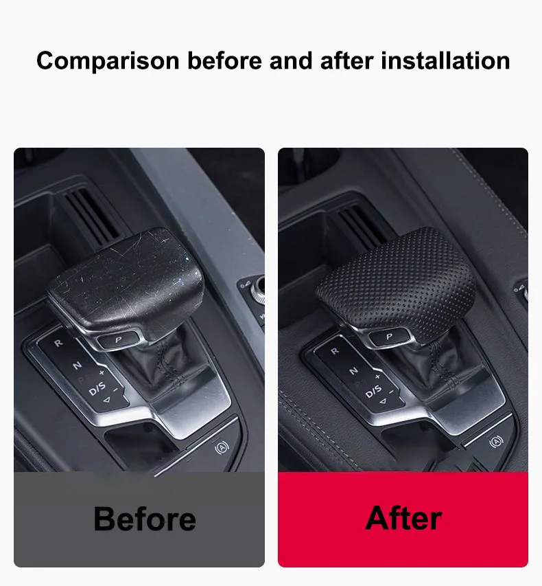 Фото Перфорированная кожаная накладка на ручку переключения передач LDH для Audi A4 S4 A5 S5 RS4 RS5 A6 A7 A8 Q5 Q7 2017-2025, аксессуары для интерьера автомобиля №5