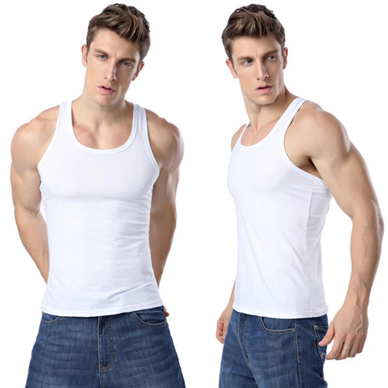 

Men Tank Tops Sexy Solid Color Sleeveless Tees Shirts Undershirts Bodybuilding Singlets Stringer Muscle Vest Tight Underwear