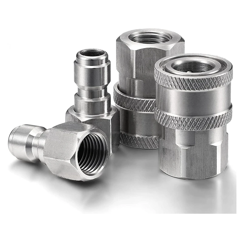 

1 Sets NPT 1/4 Inch Pressure Washer Coupler Connect Plug Male Female 1/4 Quick Connect Fittings Pressure Washer Adapters
