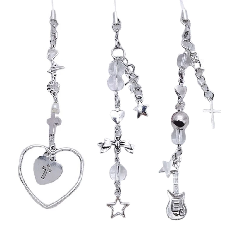 

Cute Heart Star Guitar Pendant Phone Straps Lanyard Pocket Keychain Strap