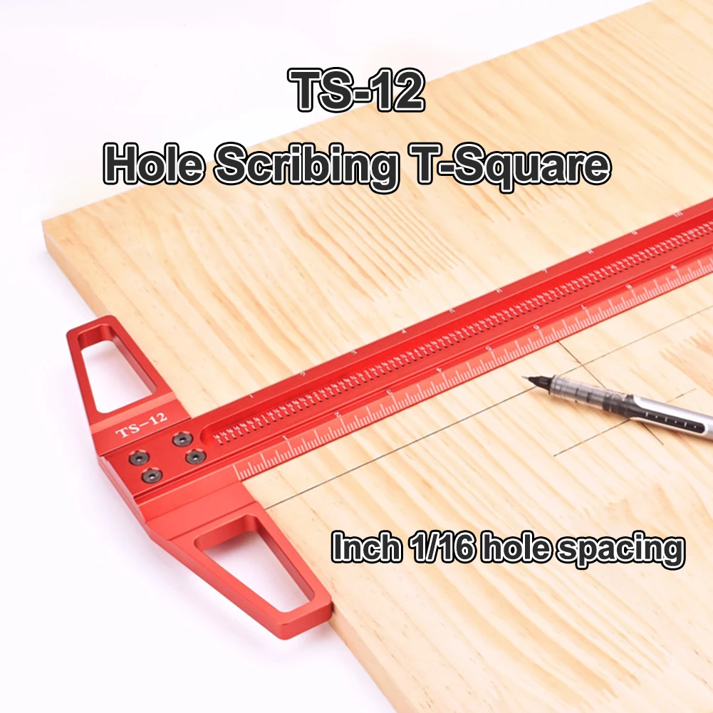 

Crossed-out Hole Scribing Ruler T-Ruler Aluminum Alloy Scriber Ruler Wear-resistant Precision 1mm Hole 1/16 Pitch Carpentry Tool