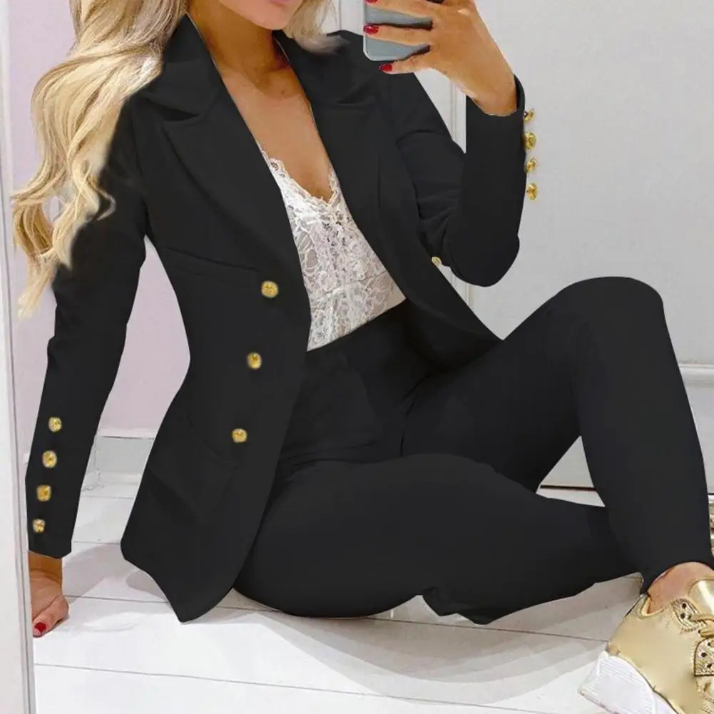 

Business Suit Women's Suit Blazer Pants Outfit Casual Turn-down Collar Office Lady Long Sleeve Blazer Trousers костюм женский