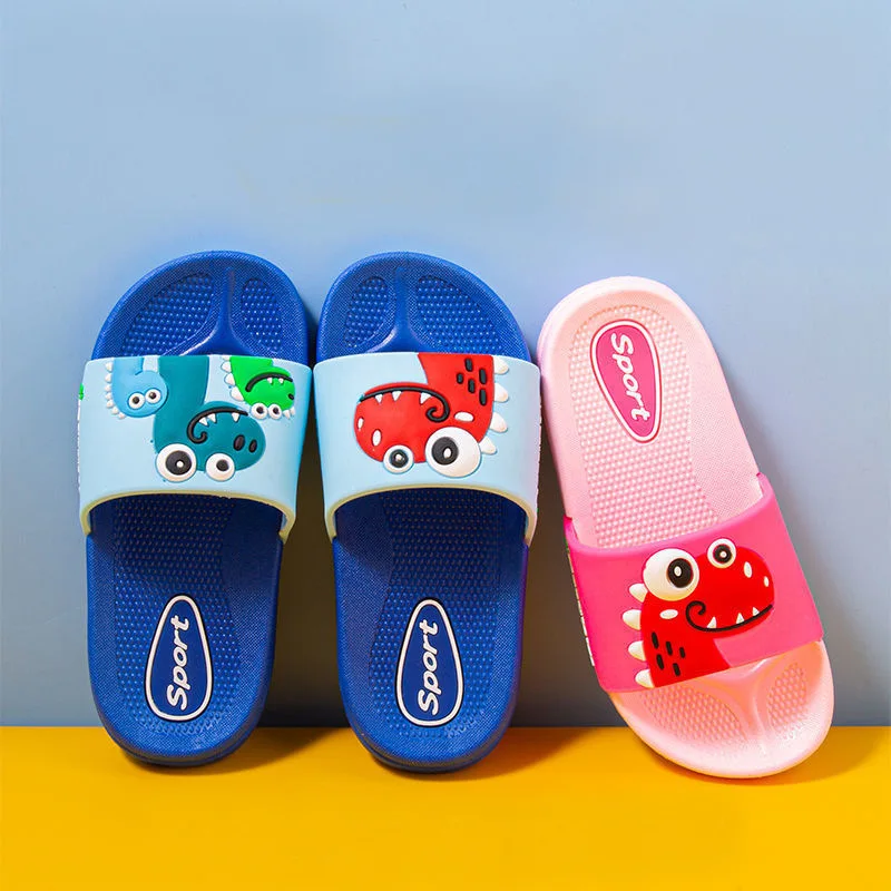Kids Slippers Animal Print Dinosaur Boys Slides Shoes Bathroom Non-slip Home Slippers Summer Outdoor Girls Cartoon Beach Shoes
