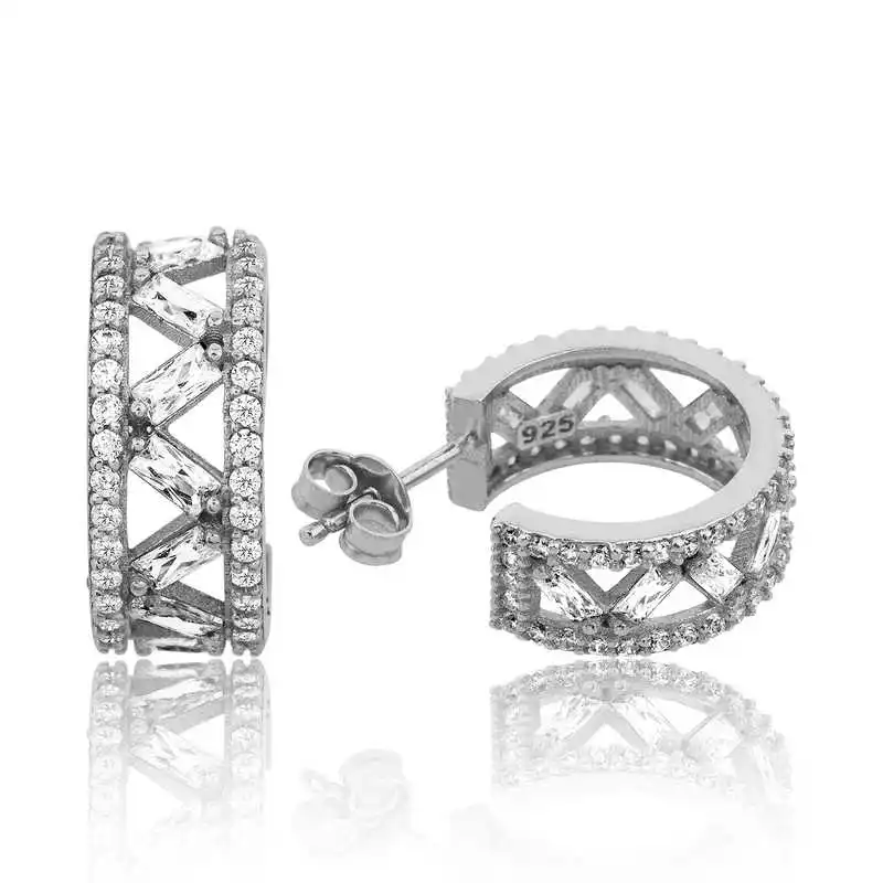 

Tevuli 925 Sterling Silver White Cubic Zirconia Hoop Ladies Earrings