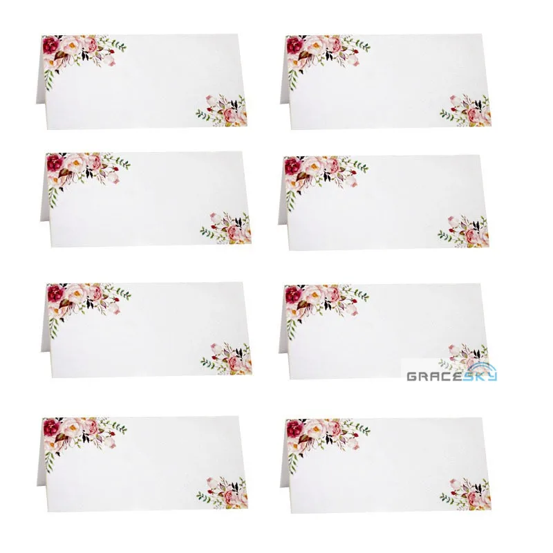50 шт./лот новые цветы настольные открытки свадебные бумажные визитки сиденья
