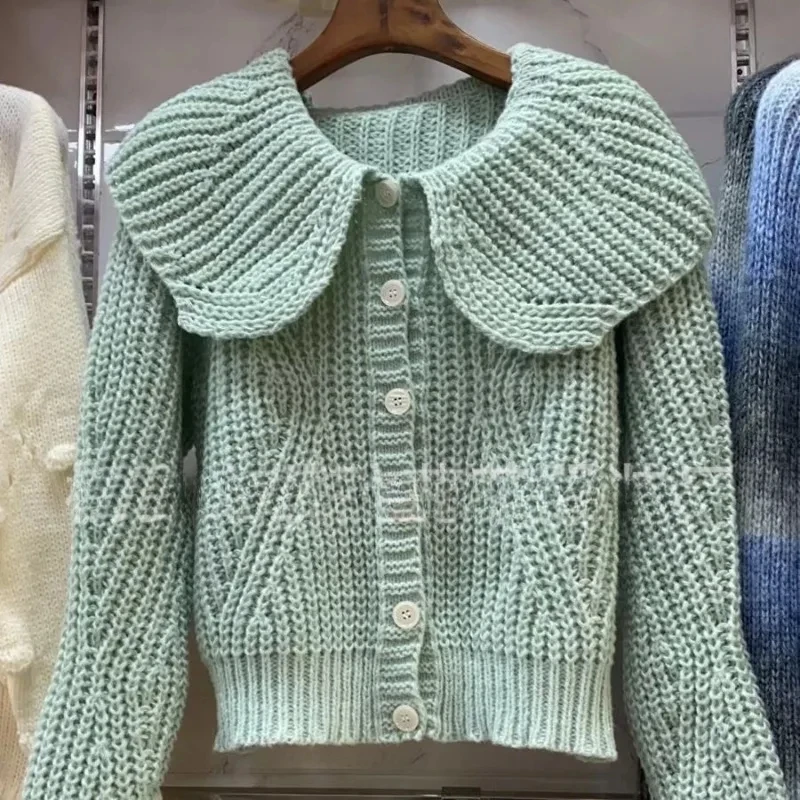 DAYIFUN корейские однотонные вязаные кардиганы осень 2024 новые свободные короткие