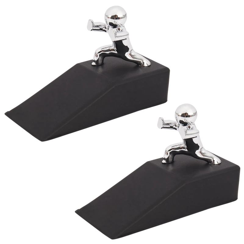 

2X Zinc Alloy Little And Man With Non-Slip Rubber Bases Door Stop Safe Anti-Collision Door Stopper