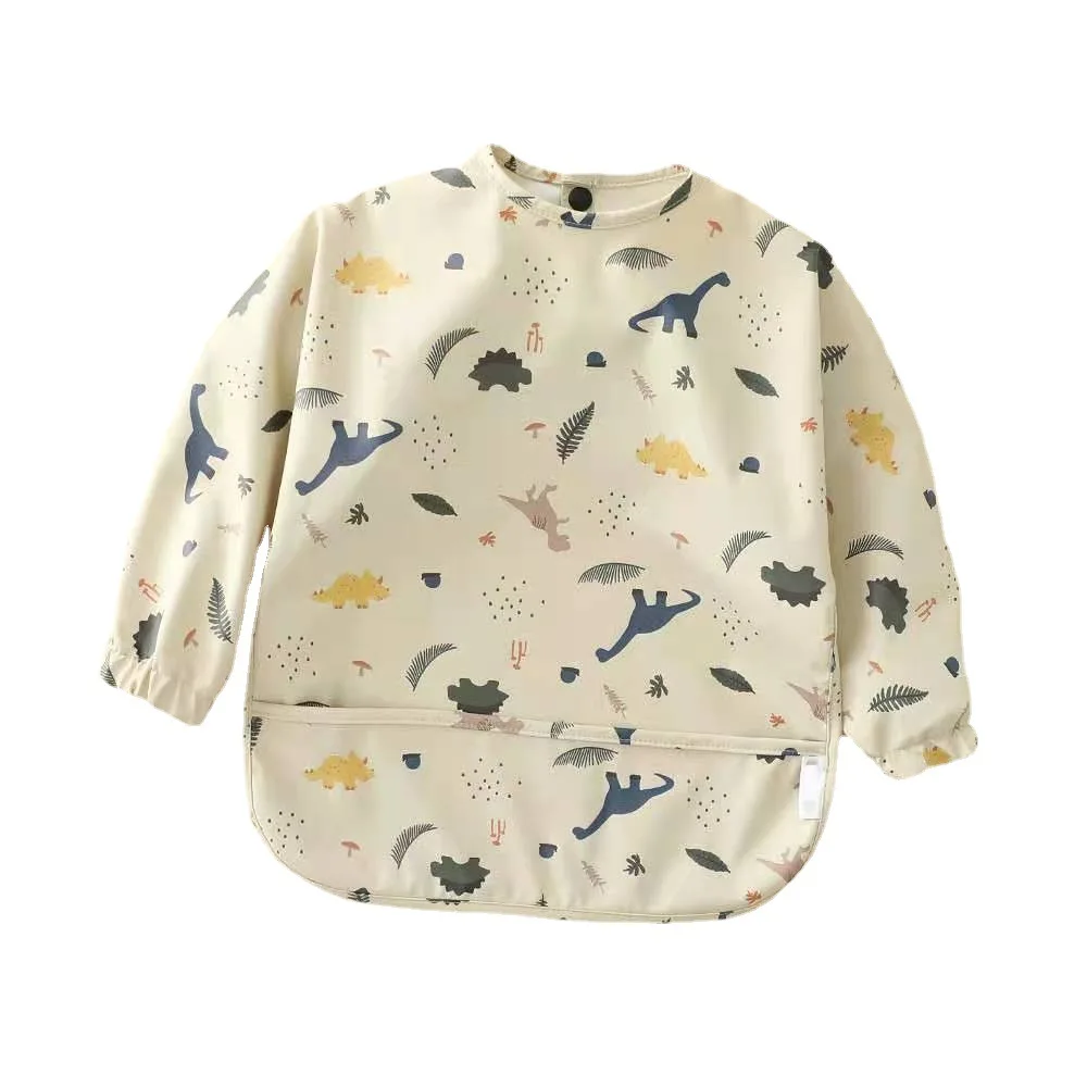 

Baby Kids Toddler Long Sleeve Scarf Waterproof Art Smock Feeding Bib Apron Pocket Infant Boys Girls Burp Cloth Bibs Drooling