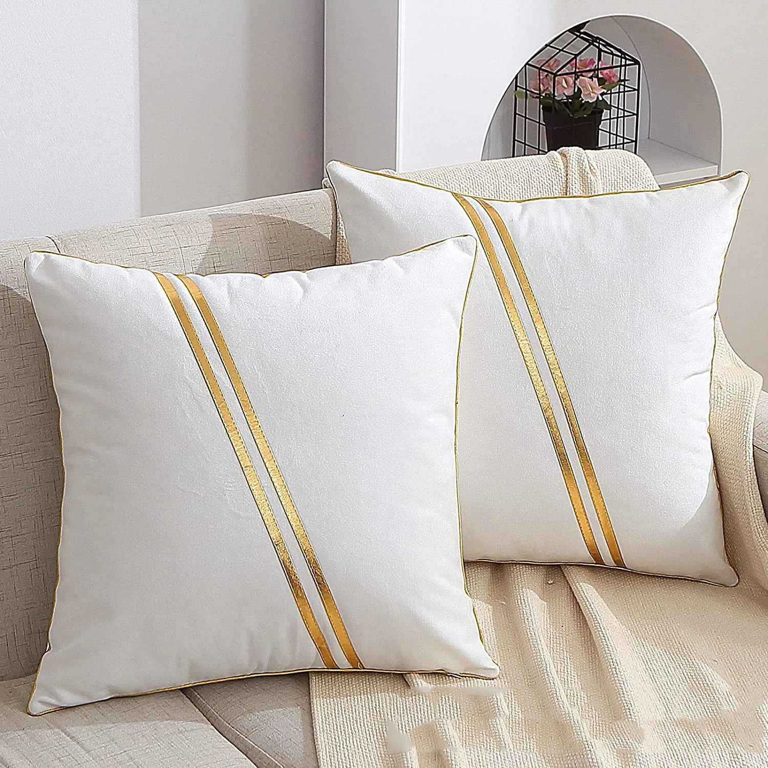 

2-Piece Velvet Stitching Cushion Cover 45x45cm 30x50cm Decorative Pillows for Sofa Car Seat Pillowcase Living Room Home Decor