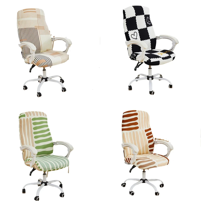 

1PC Geometric Printed Office Swivel Chair Covers Elastic Computer Gaming Chairs Slipcovers Spandex Armchair Chair Cover S/M/L