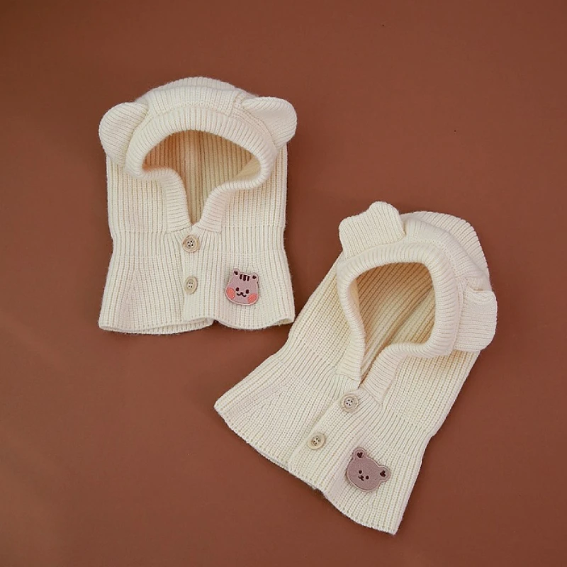 Корейский медведь вязаная Балаклава головной убор цельный шарф шапка детская