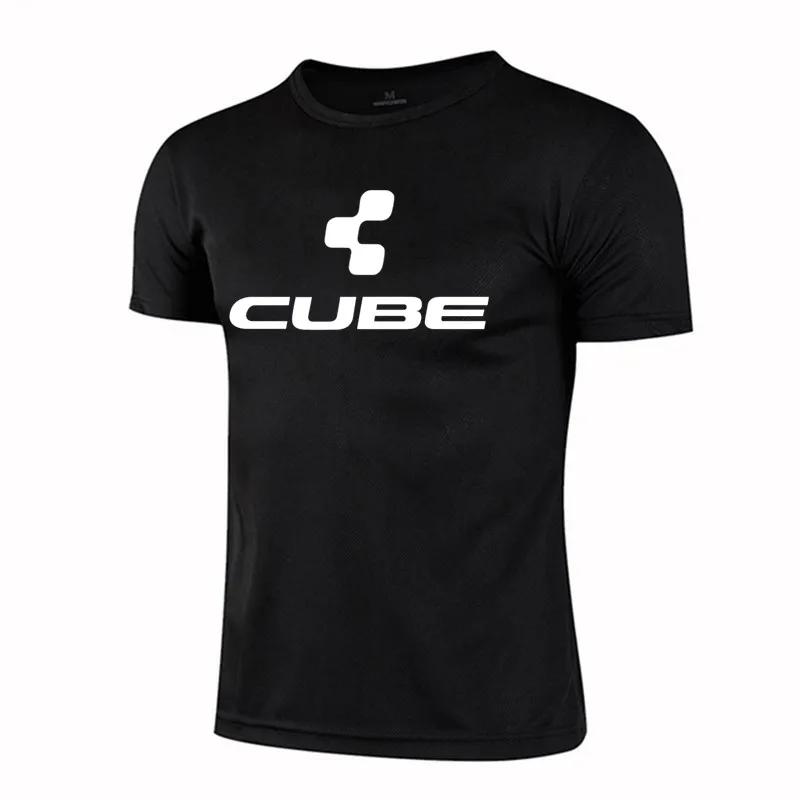 

Летняя Мужская дышащая футболка CUBE, Спортивная стрейчевая майка, Мужская модная футболка для фитнеса с принтом