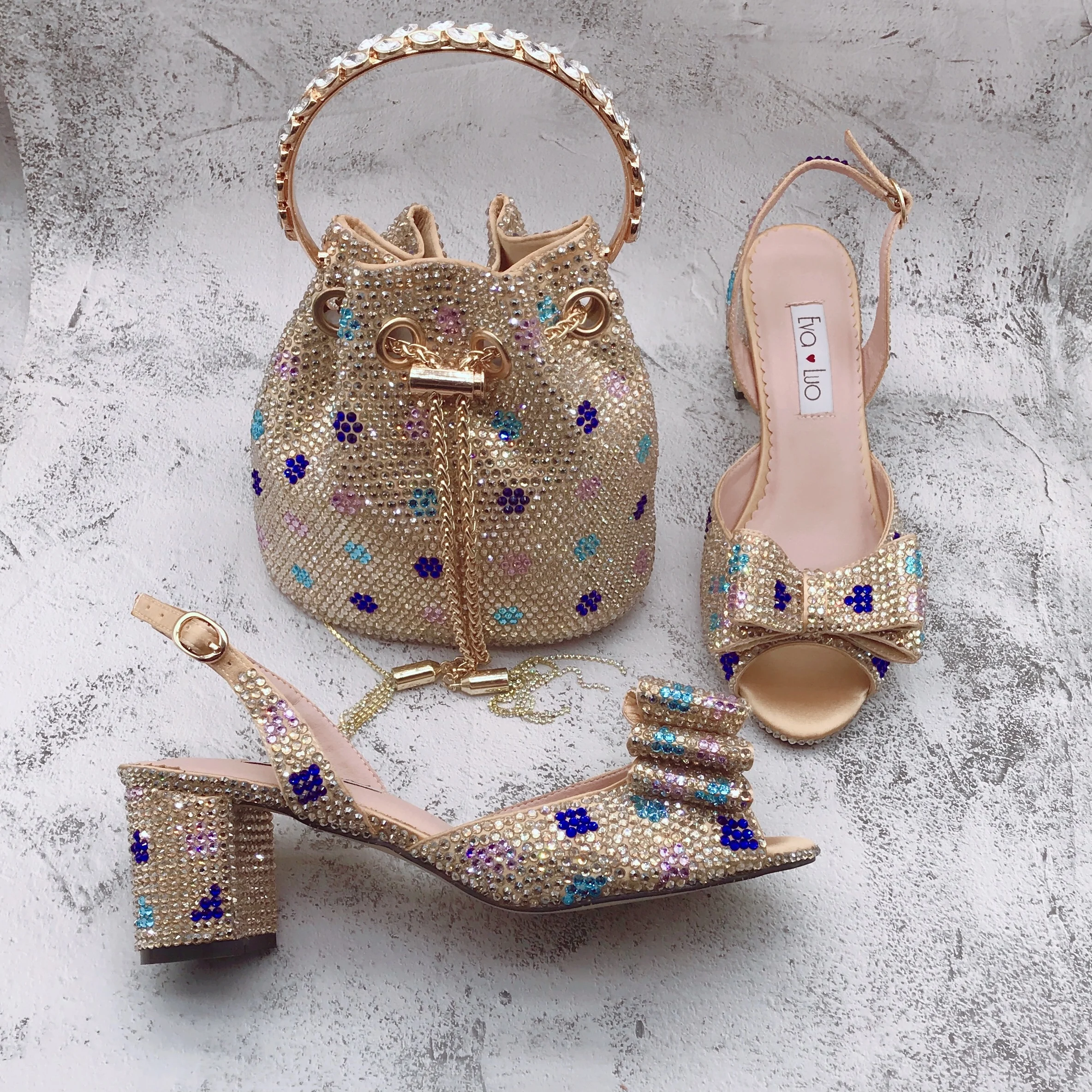 BS1717 Женские свадебные туфли ручной работы на заказ цвета шампанского золота